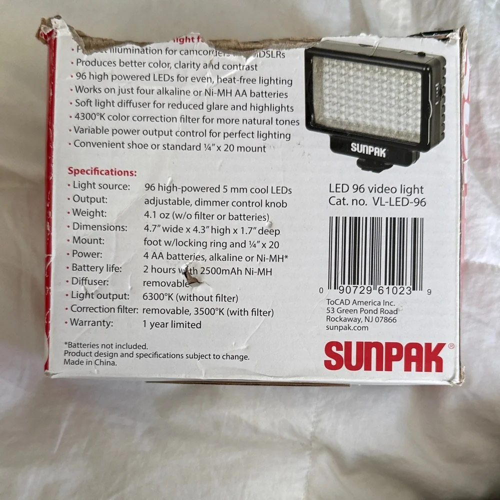 Sunpak Black LED Camera Video Light with Diffuser Filter